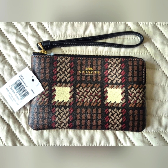 Authentic Coach Brown and Red Wristlet - Picture 1 of 3